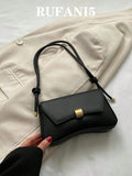 Retro Lightweight, Business Casual Black Flap Bag Vintage Knot Detail PU for Teen Girls Women College Students