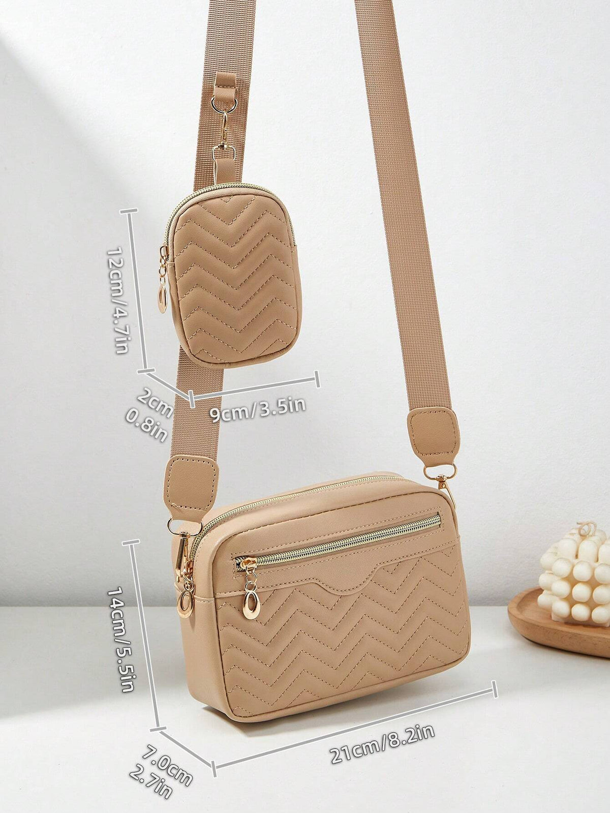 1 Piece Women'S Small Square Shoulder Bag, Quilted Crossbody Handbag with Coin Purse