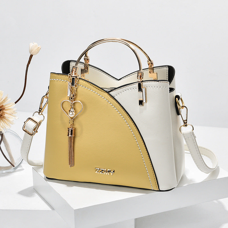 Color Block Handbag Love Tassel Decor Crossbody Bags for Women
