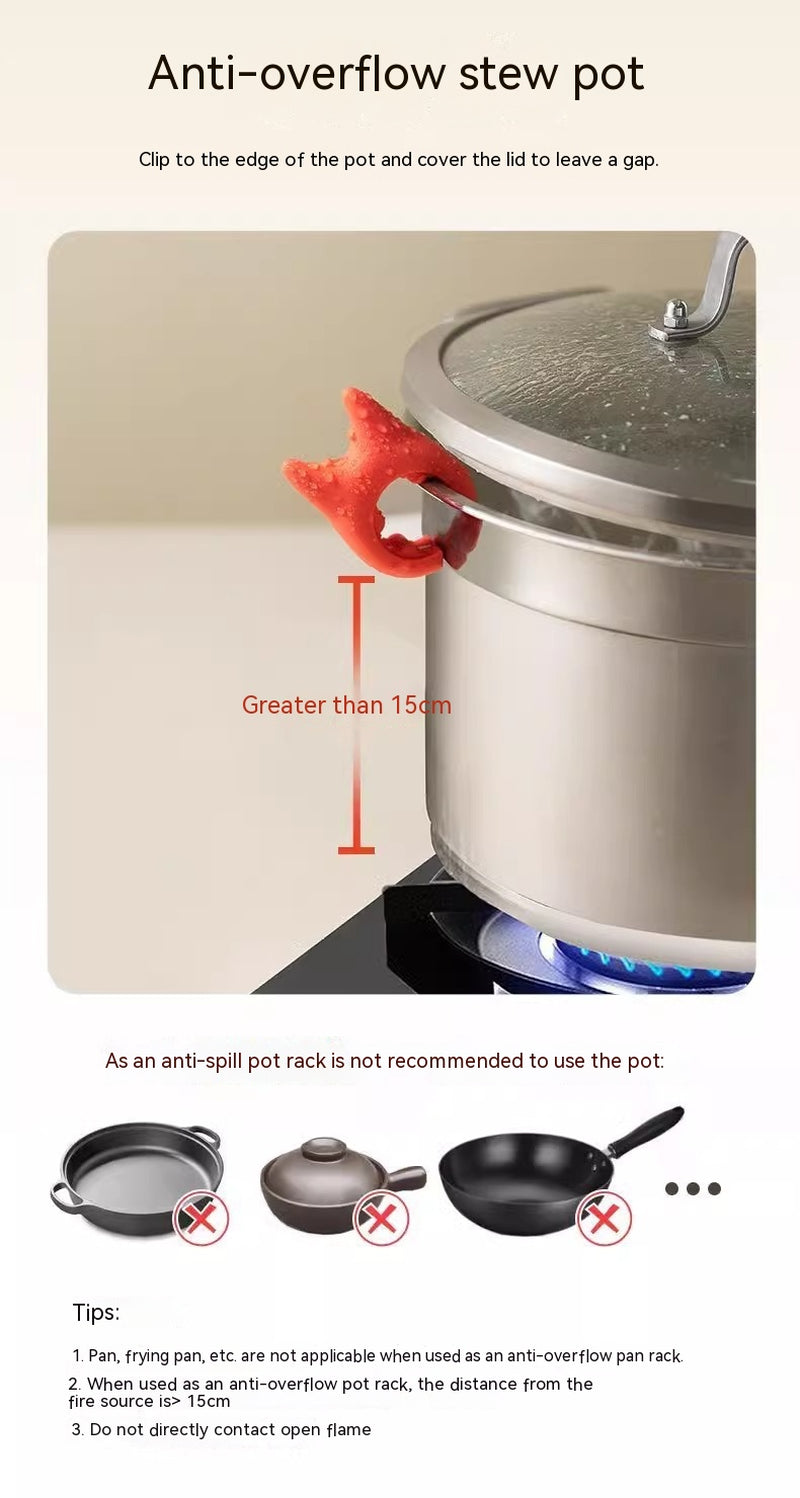 Multifunctional Spatula Holder Silicone Anti-Overflow Spoon Holder Cooking Pot Anti-Scalding Clip Kitchen Gadgets