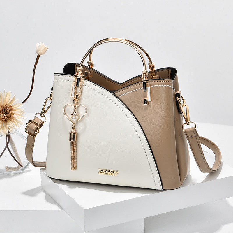Color Block Handbag Love Tassel Decor Crossbody Bags for Women