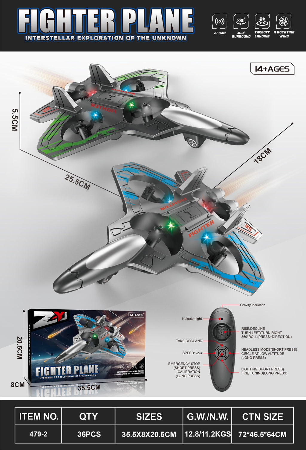 Drop-Resistant Foam Gravity Glider Special Effect Colorful Light Four-Axis UAV Unmanned Aerial Vehicle