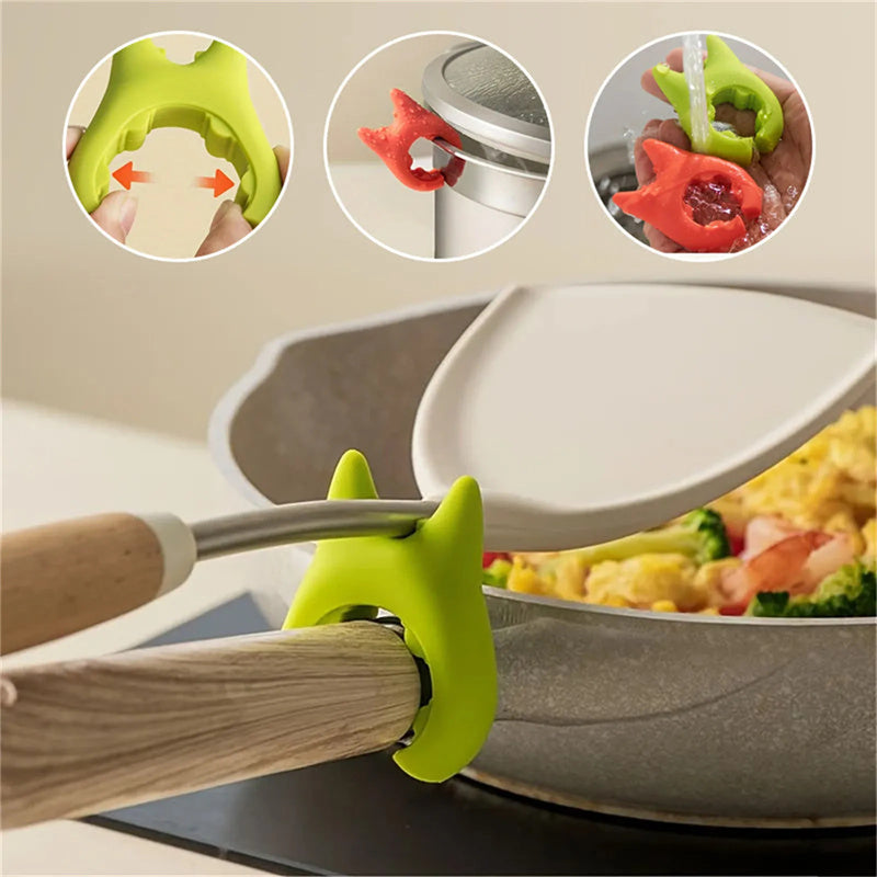 Multifunctional Spatula Holder Silicone Anti-Overflow Spoon Holder Cooking Pot Anti-Scalding Clip Kitchen Gadgets